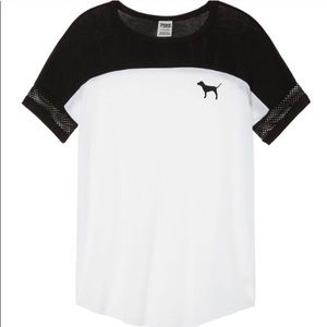 🆕 Vs Pink Black & White Perfect Mesh Tee M